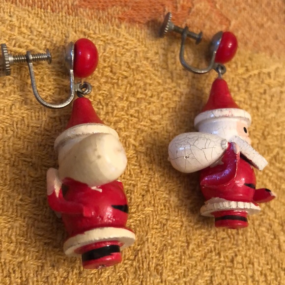Vintage Christmas Santa Claus-screw on back earrings - Picture 7 of 13